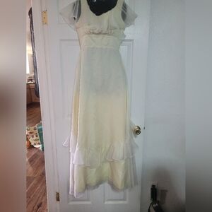 Vinrage Chic Cream Maxi Dress with Sheer Sleeves